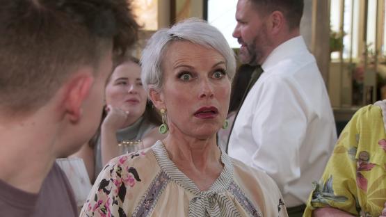 Debbie Webster and Bernie Winter react to Brody Michaelis in a bar.
