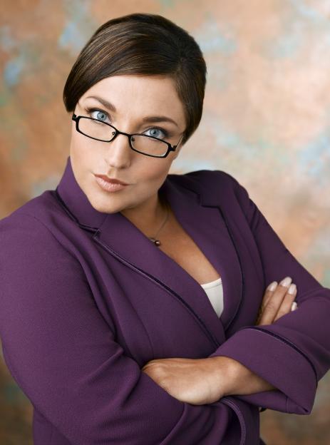Portrait of Jo Frost in a black blazer.