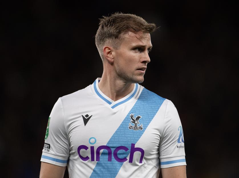Rob Holding of Crystal Palace during a soccer match.