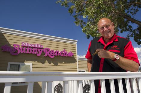 Dennis Hof, owner of the Moonlight Bunny Ranch, outside his Nevada brothel.