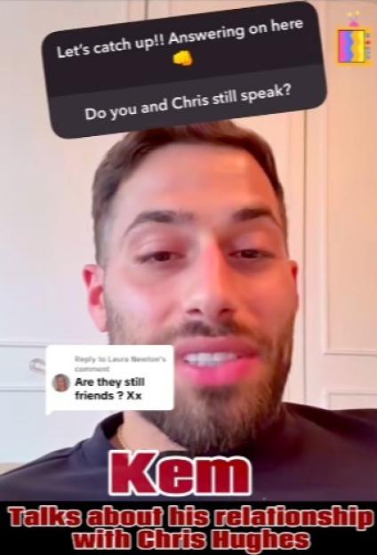 Kem Cetinay addresses rumors about his relationship with Chris Hughes.