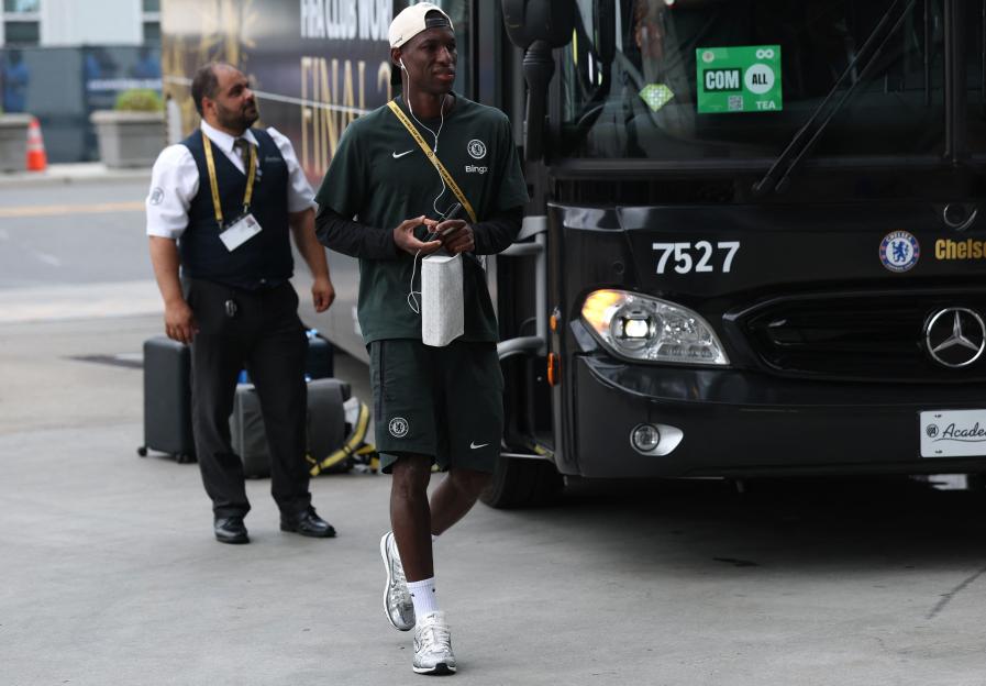 Chelsea soccer player arriving at stadium.