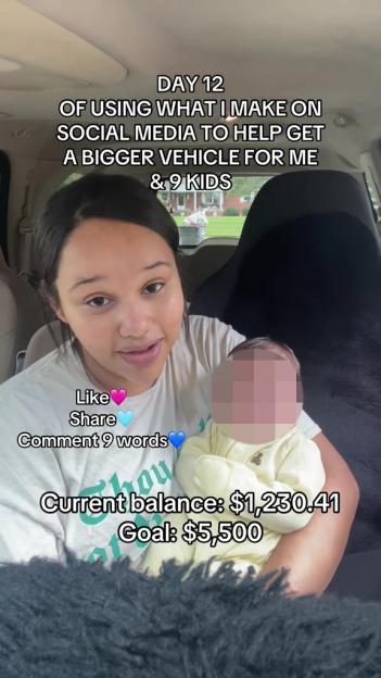 Single mother of nine fundraising for a new car.