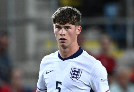 Charlie Cresswell of England in action during a soccer match.