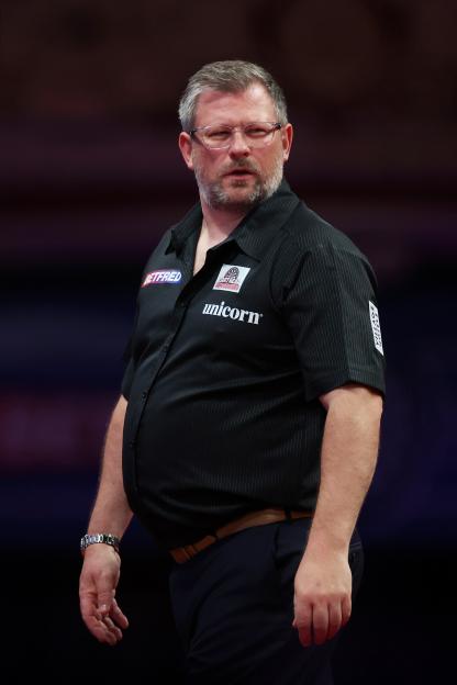 James Wade of England at the 2025 Betfred World Matchplay.