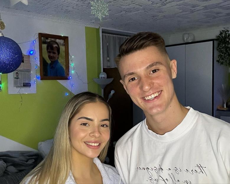 Benjamin Sesko and his girlfriend Anita Vidovic.