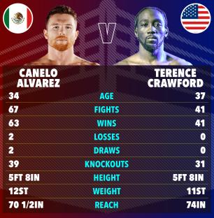 Boxing stats comparison: Canelo Alvarez vs. Terence Crawford.