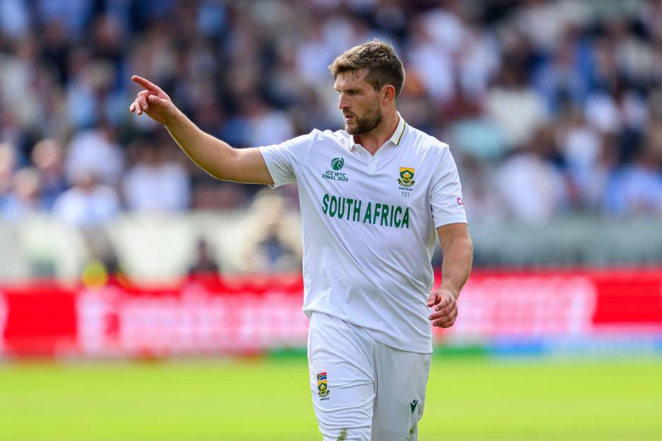 Wiaan Mulder of South Africa playing in the 2025 ICC World Test Championship Final.