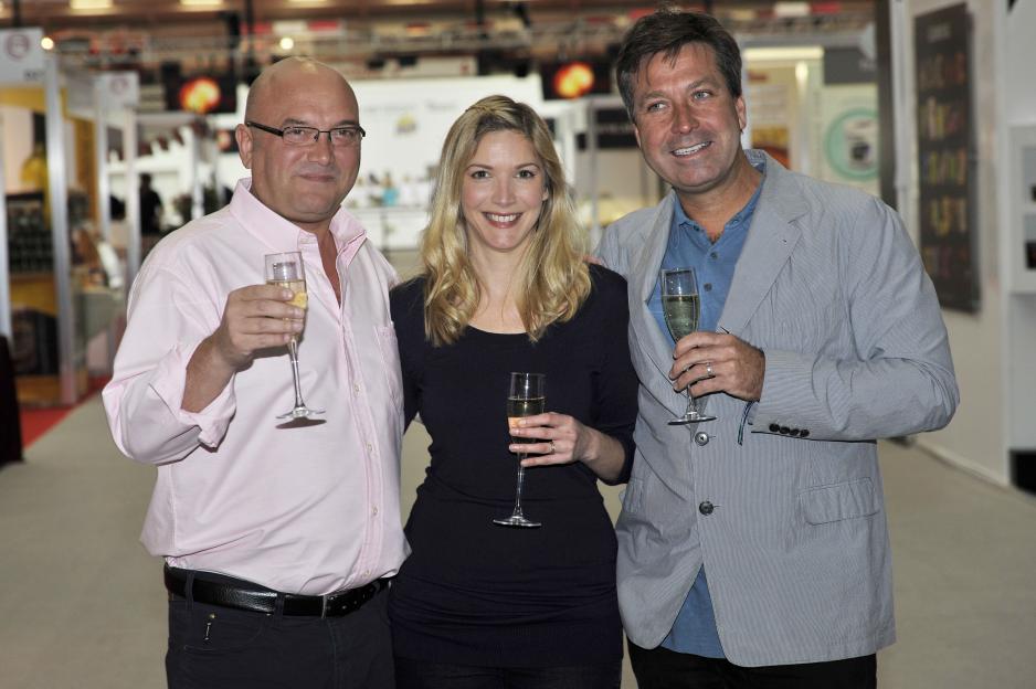 Gregg Wallace, Lisa Faulkner, and John Torode at a Masterchef event.