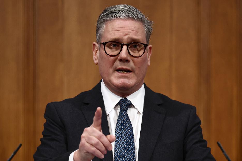 Keir Starmer at a press conference.