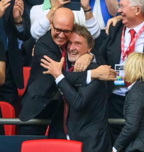 Manchester United co-owner Sir Jim Ratcliffe celebrating at the FA Cup Final.