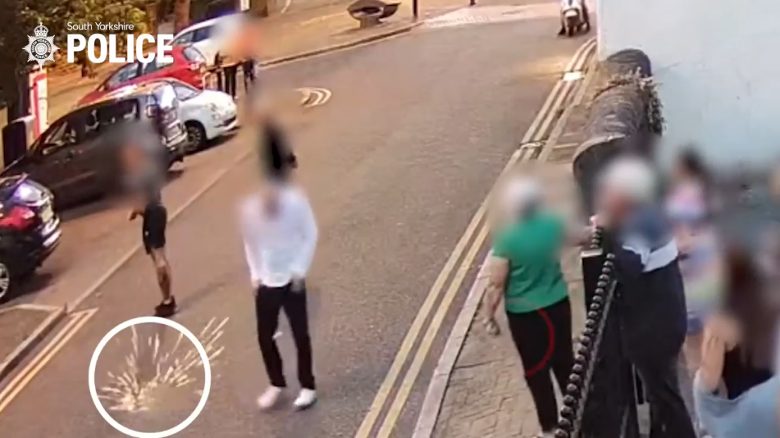CCTV footage of a shooting during a pub brawl.