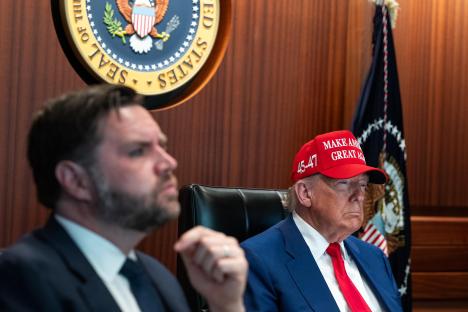 President Trump and a member of his national security team in the White House Situation Room.