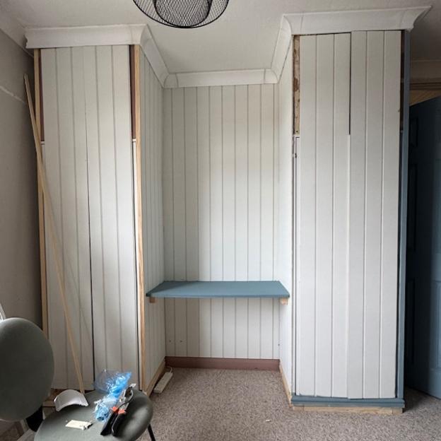 DIY wardrobe construction in progress.