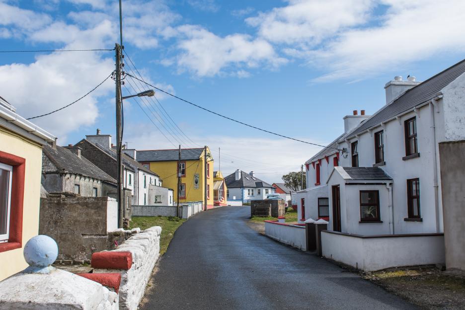 Street scene in an Irish island village.
