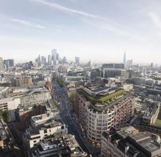 Aerial view of High Holborn regeneration project in London.