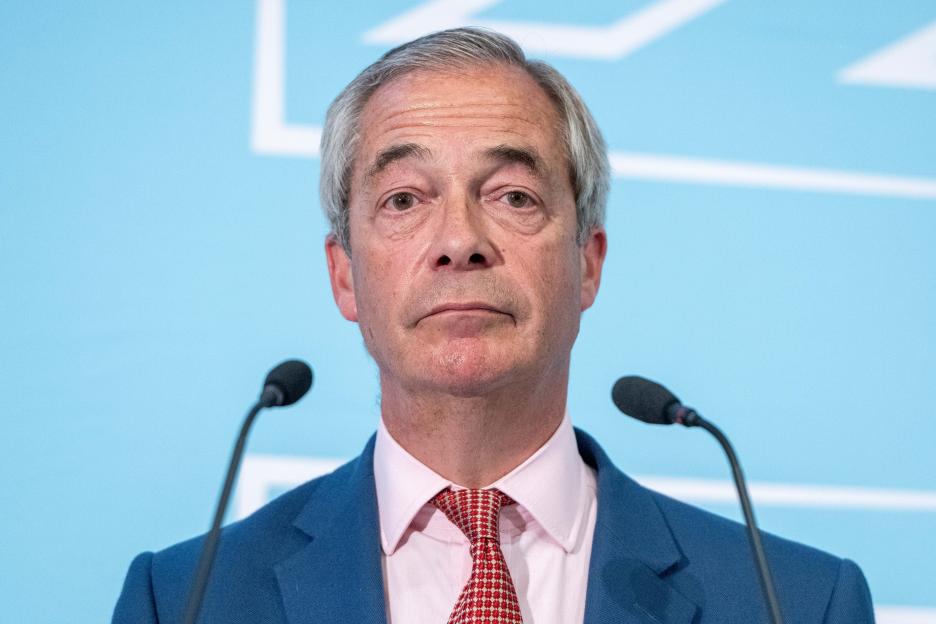 Nigel Farage at a press conference.