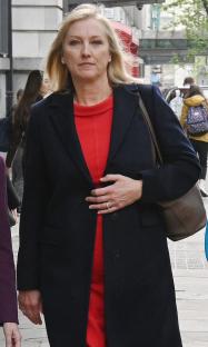 Martine Croxall arriving at the London Central Employment Tribunal.