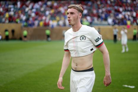Cole Palmer of Chelsea FC looking dejected after a soccer match.