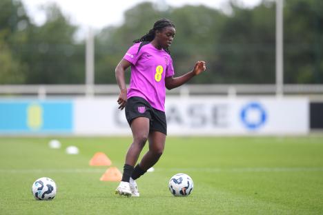 Michelle Agyemang of England Women's football team during training.
