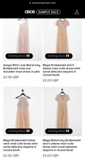 Collage of four bridesmaid dresses for sale.