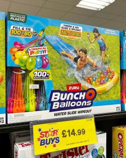 Zuru Bunch O Balloons water slide wipeout with 100+ balloons; £14.99.