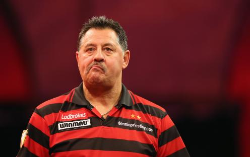 Dennis Priestley of England at the 2013 PDC World Darts Championship.
