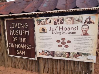 Sign for the Ju/'Hoansi Living Museum.