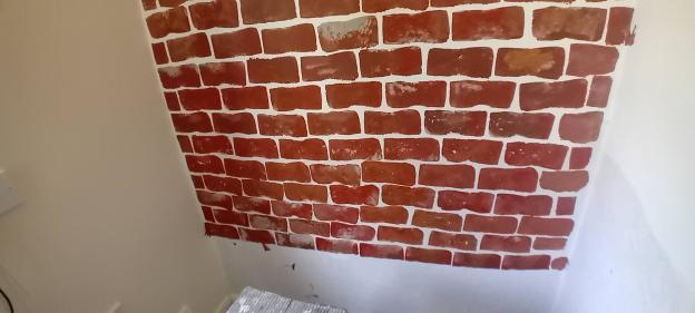 Painted brick wall.