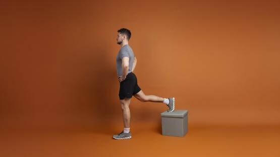 Man performing a leg raise exercise.