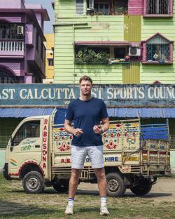 Freddie Flintoff in South Shore, India.