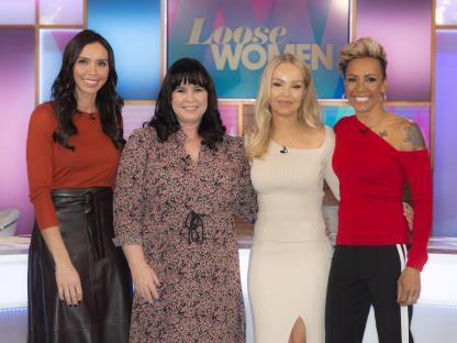 Christine Lampard, Coleen Nolan, Katie Piper, and Kelly Holmes on the set of Loose Women.