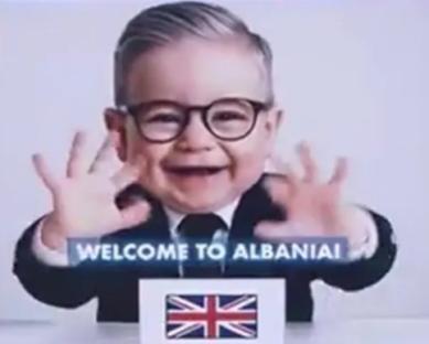 AI-generated image of a baby saying