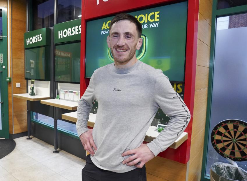 Punter River O'Callaghan at the Eastbourne branch of Paddy Power bookmaker.