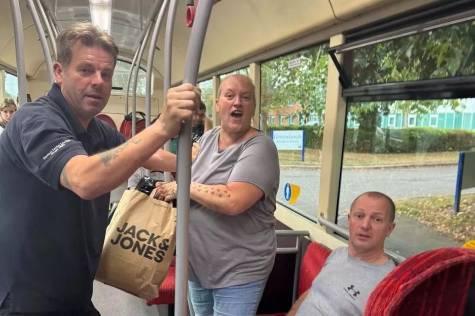 People on a bus.