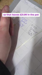 Hand writing budget on a calendar.