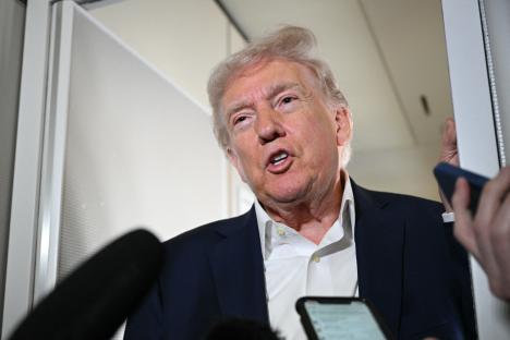 Donald Trump speaking to reporters.