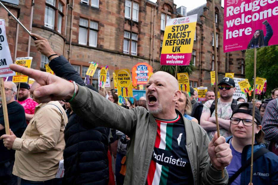 Protest against immigration in Perth, Scotland.