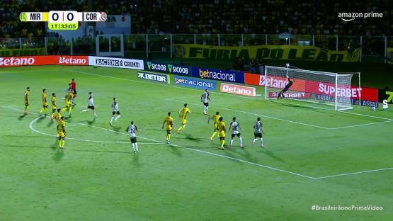 Soccer penalty kick being taken.
