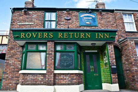 An image collage containing 1 images, Image 1 shows The Rovers Return Inn on Coronation Street