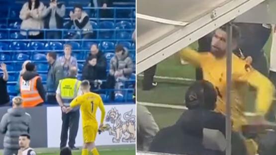 Tottenham keeper Vicario appears to SHUSH fuming Spurs fans then smacks tunnel after Chelsea defeat