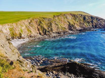 View of Hope Cove from Devon cliffs.