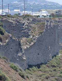Cliff in Santorini, Greece where a groom-to-be fell.