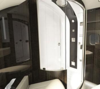 Shower in a Global 8000 business jet.