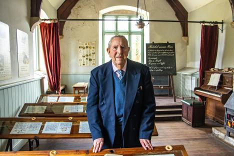 Peter Wellman, the last resident of Tyneham, in his former schoolhouse.