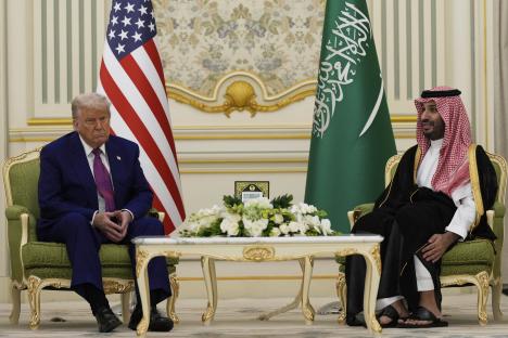 President Donald Trump and Saudi Crown Prince Mohammed bin Salman meeting.