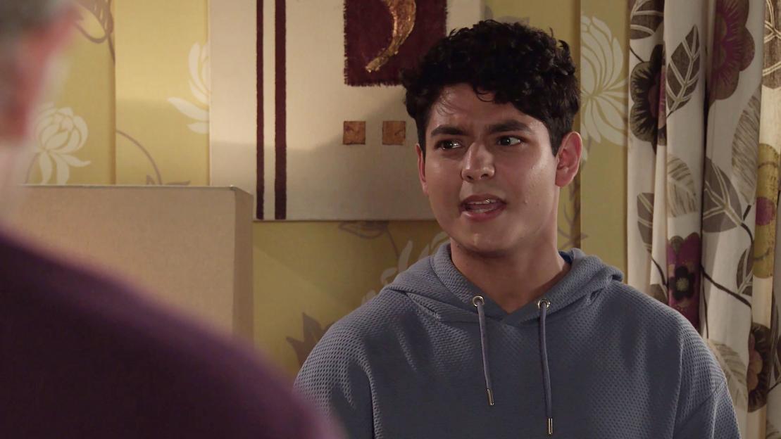 Aadi Alahan, from Coronation Street, angrily speaks to his father.