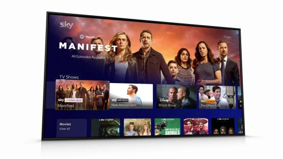 Sky TV screen showing Manifest and other TV shows and movies.