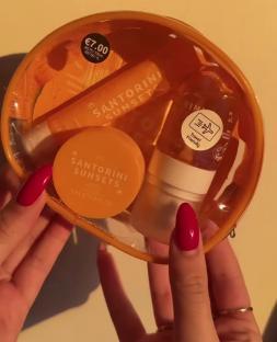 Primark's Santorini Sunsets travel-friendly beauty kit.