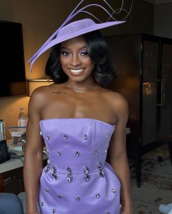 Simone Biles Kept It Cool, Chic and Thoughtful in Purple | See Photos